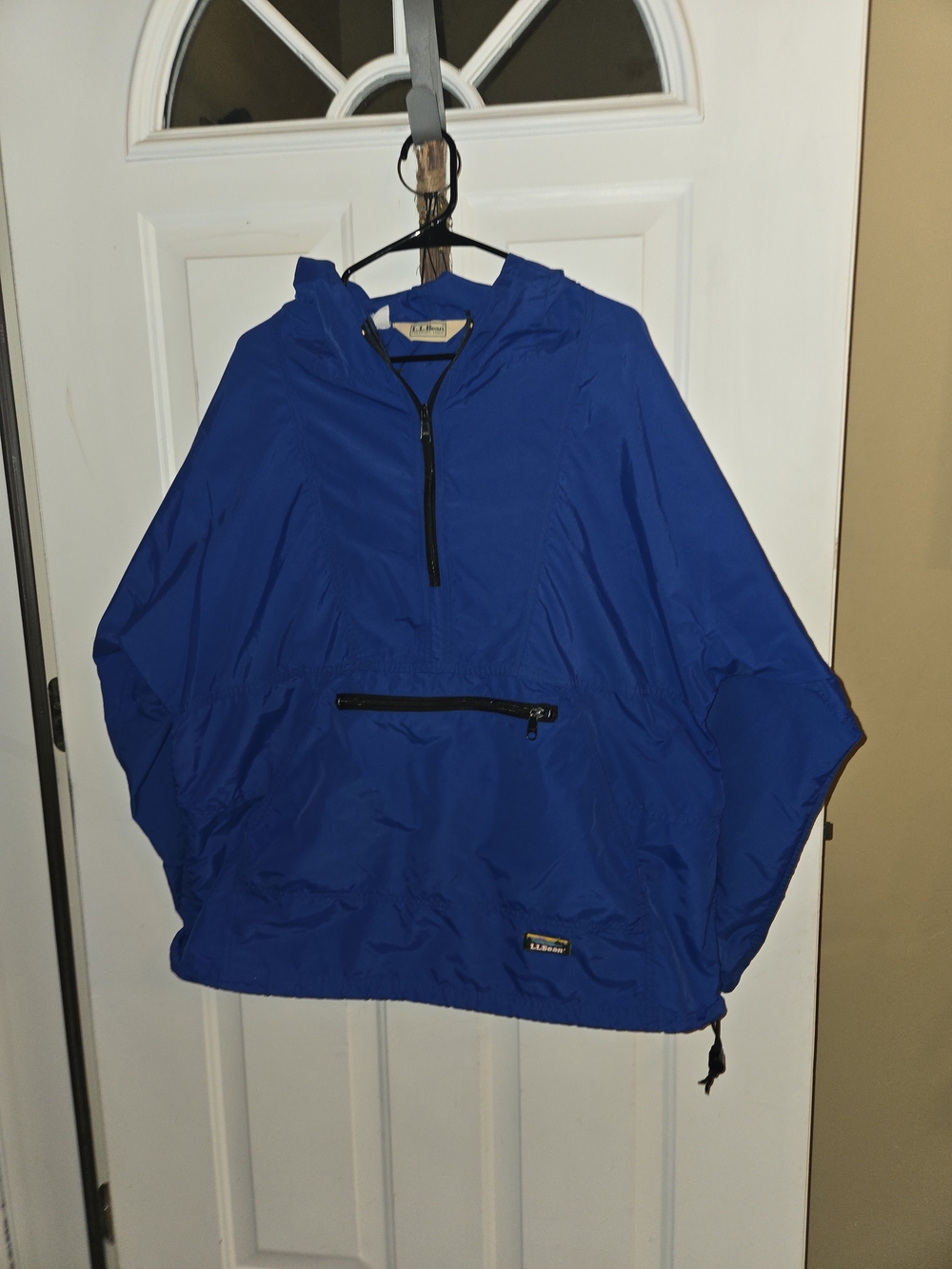 L.L. Bean Blue Hooded Pullover Windbreaker